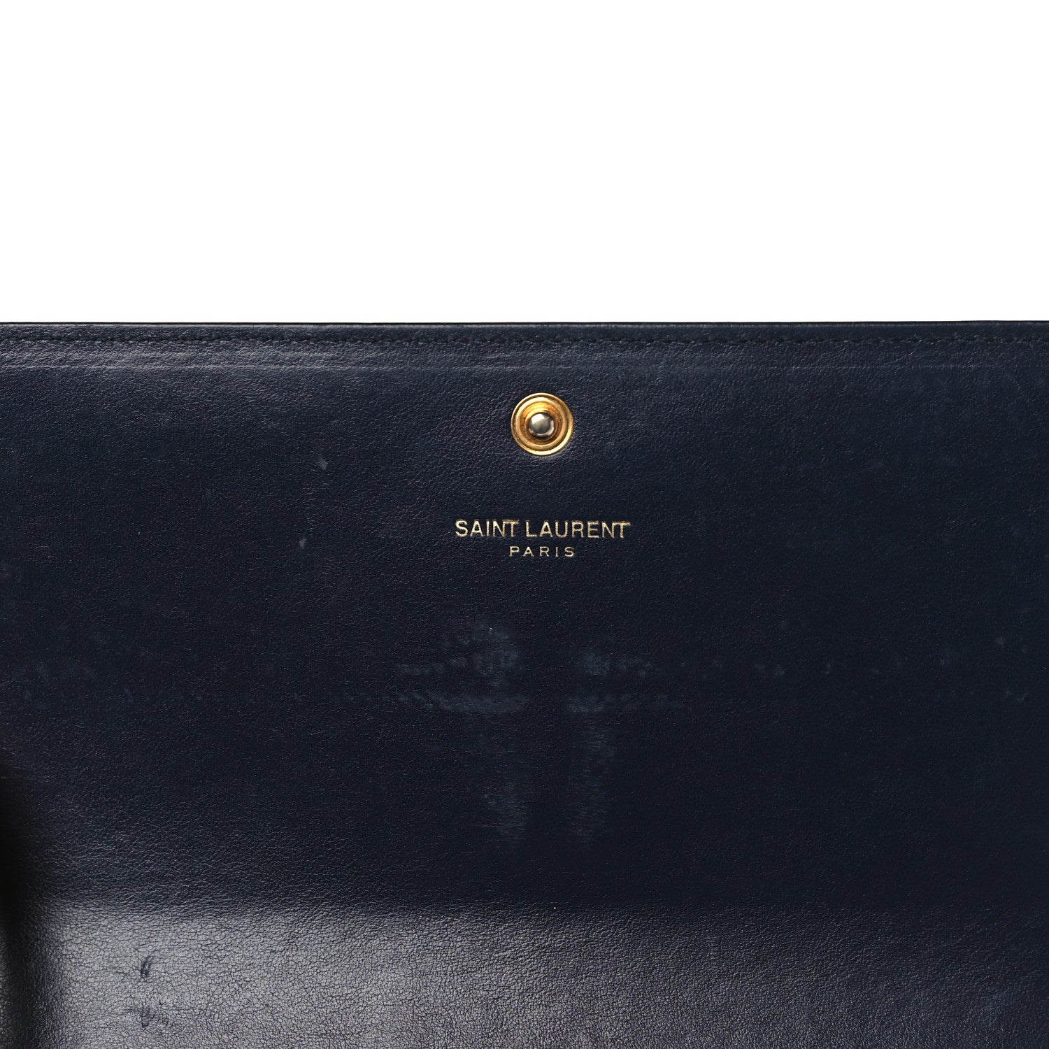 Saint Laurent Calfskin Crocodile Embossed Monogram Flap Wallet Navy 10 of 10