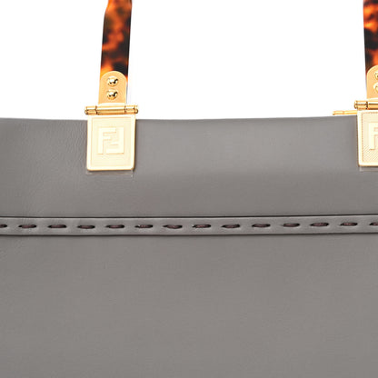 Fendi Vitello King Plexiglass Logo Embossed Medium Fendi Sunshine Shopper Tote Tortora 13 of 14