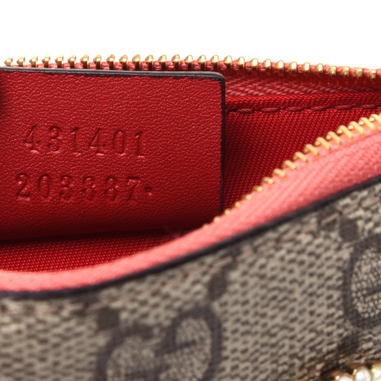 Gucci GG Supreme Monogram Embroidered Face Key Case Pink 9 of 11