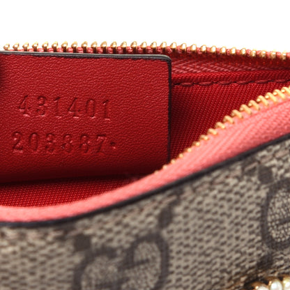 Gucci GG Supreme Monogram Embroidered Face Key Case Pink 9 of 11