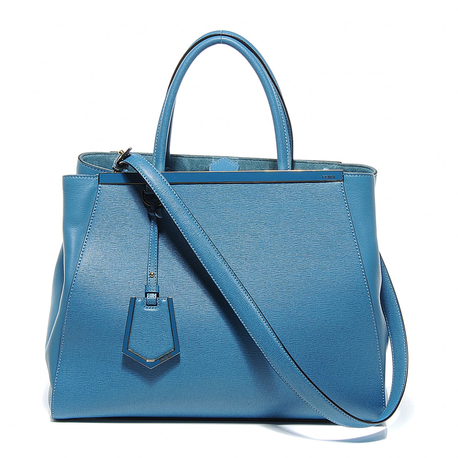 Fendi Vitello Elite Medium 2Jours Tote Turquoise 1 of 9