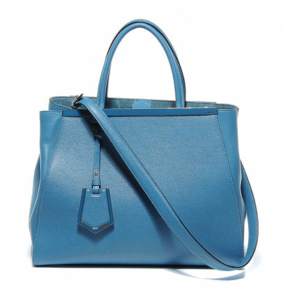 Fendi Vitello Elite Medium 2Jours Tote Turquoise 1 of 9