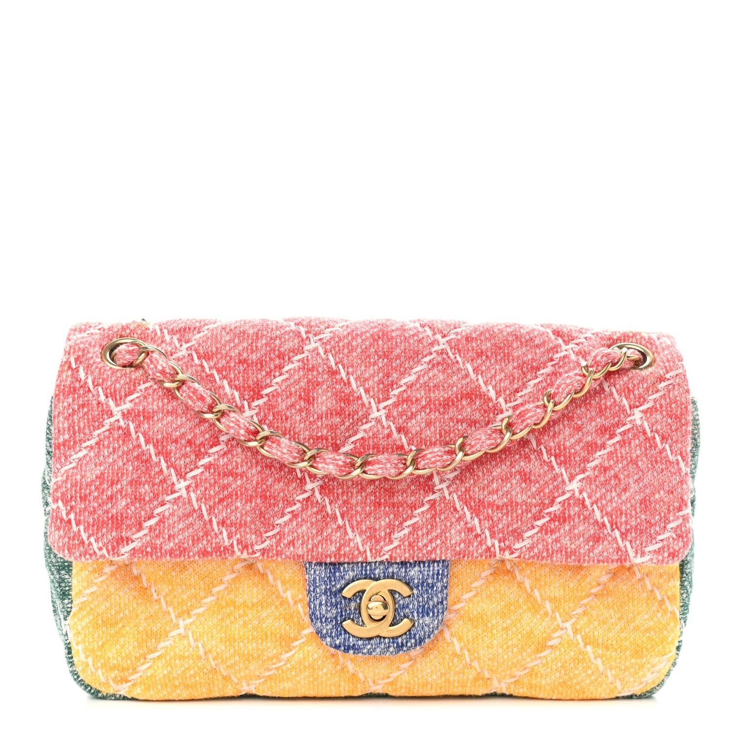 Chanel Jersey Quilted Medium Fabrics and Co Flap Multicolor 1 of 11