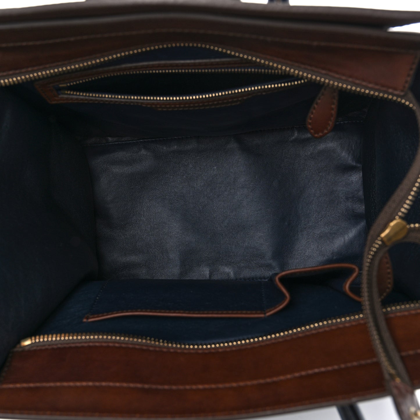 Smooth Calfskin Mini Bi-Color Luggage Navy