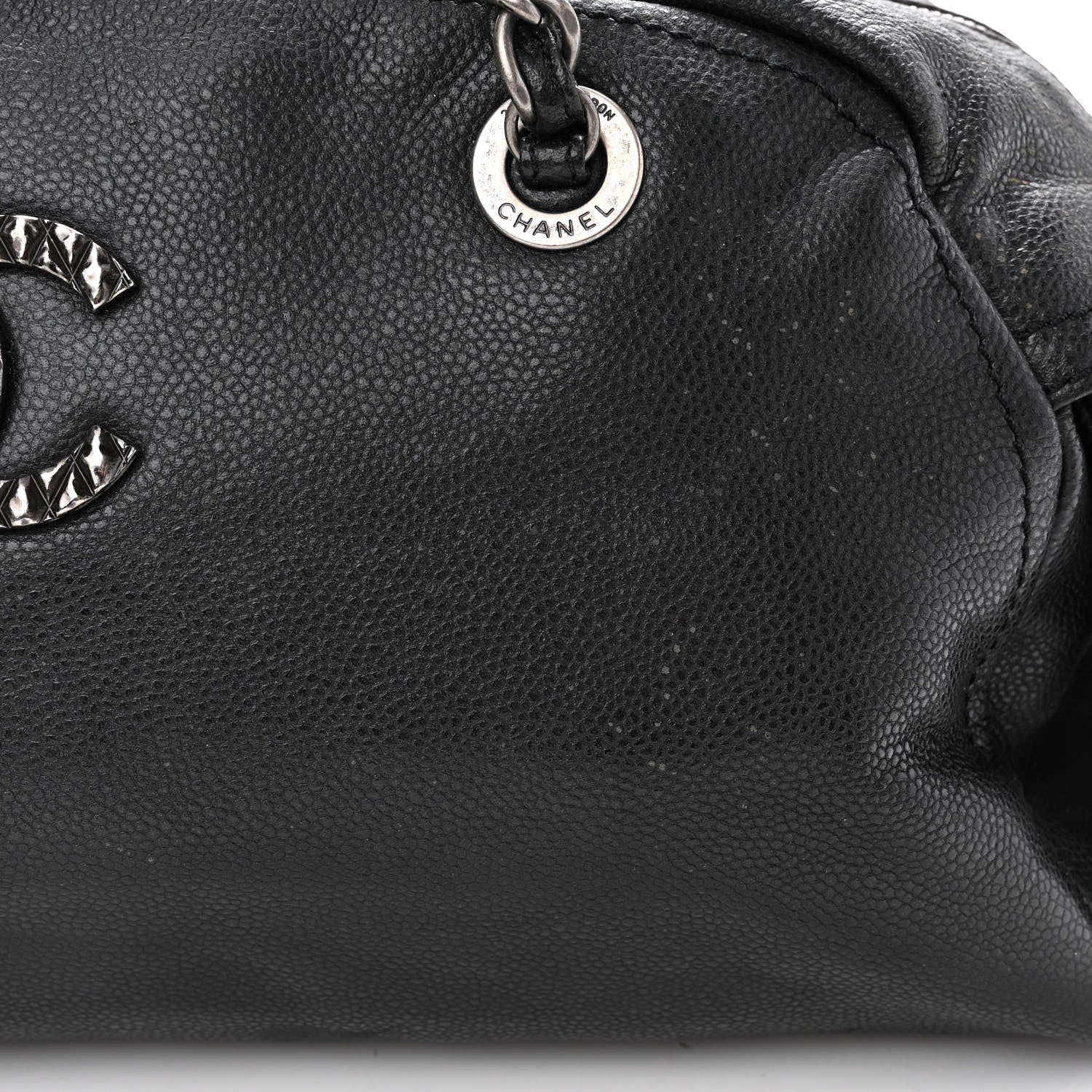 Chanel Glazed Caviar Coco Rider Bowling Bag Black 10 of 12