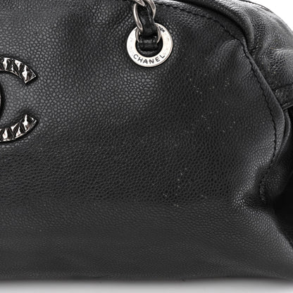 Chanel Glazed Caviar Coco Rider Bowling Bag Black 10 of 12