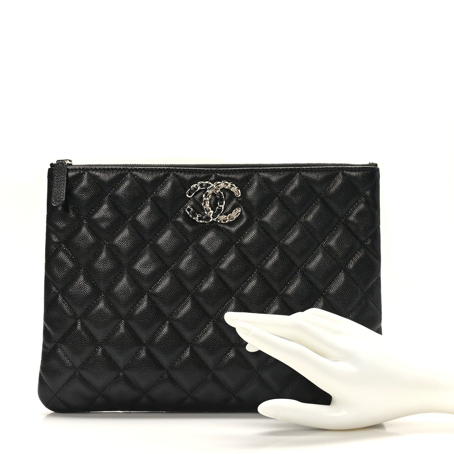 Caviar Quilted Medium French New Wave CC Pouch Black