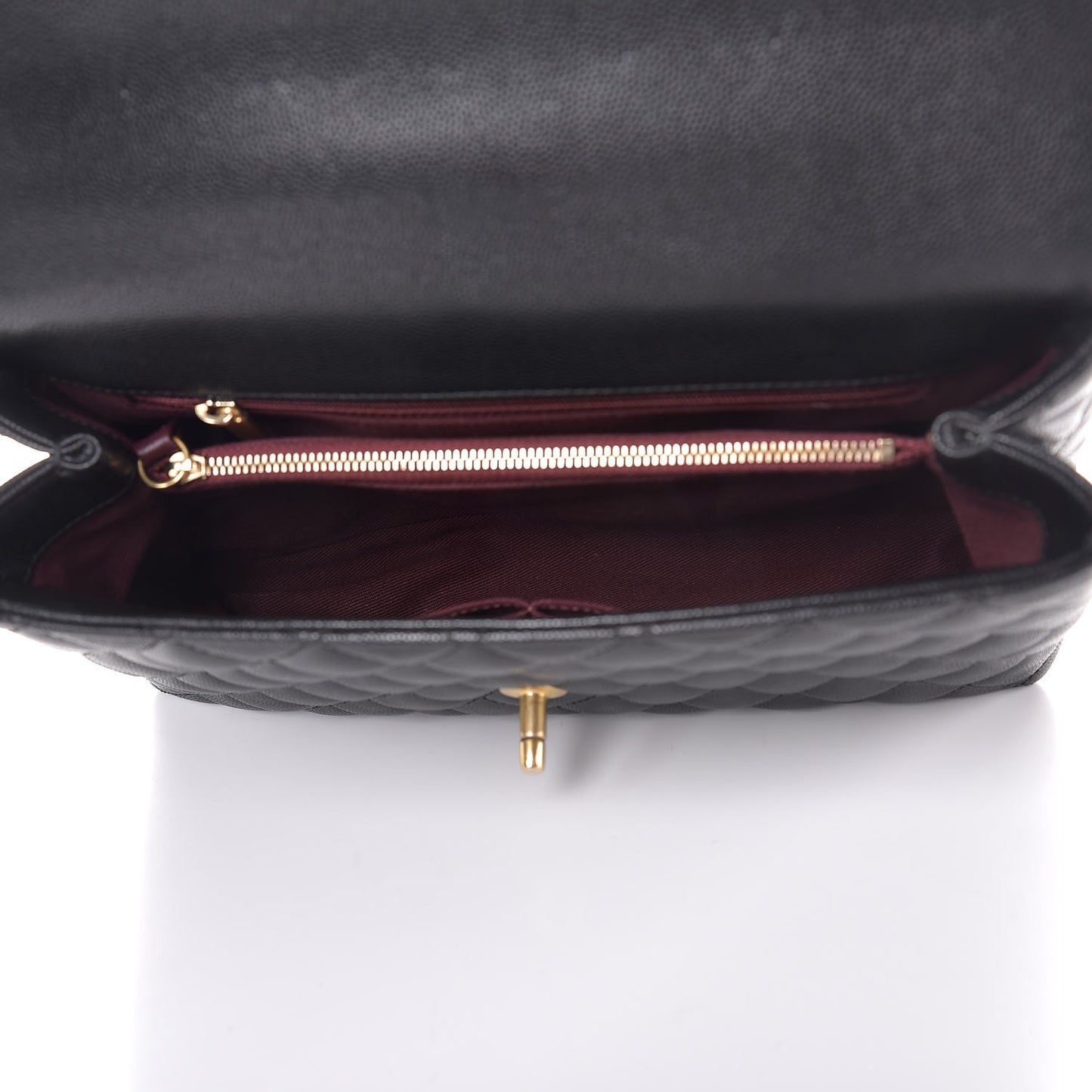 Caviar Quilted Small Coco Handle Flap Black