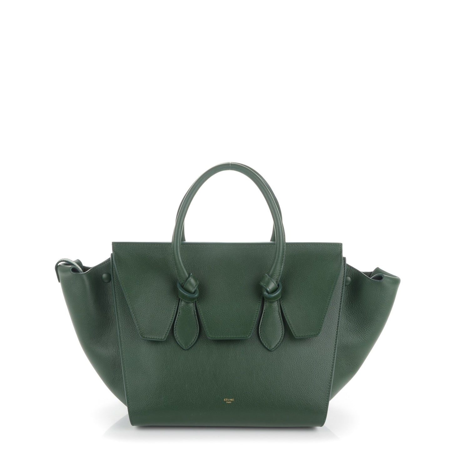 Crisped Calfskin Small Tie Knot Tote Dark Green
