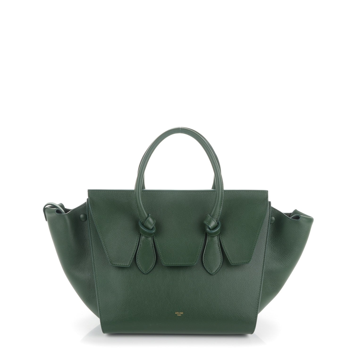 Celine Crisped Calfskin Small Tie Knot Tote Dark Green 1 of 9