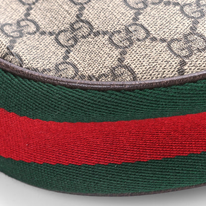Gucci GG Supreme Monogram Textured Calfskin Web Mini Ophidia Half Moon Hobo Beige Ebony New Acero 7 of 9