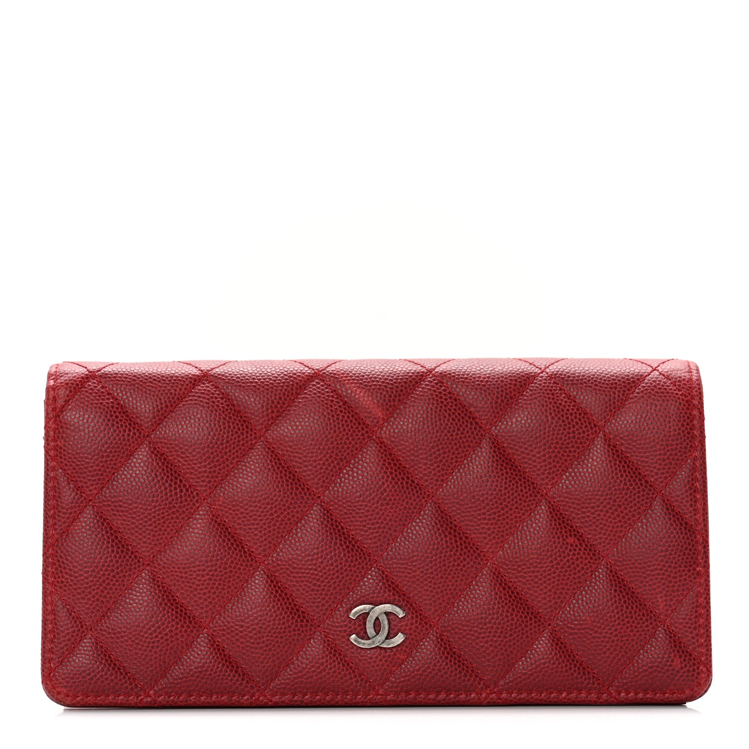 Chanel Caviar Quilted Yen Wallet Red 1 of 13