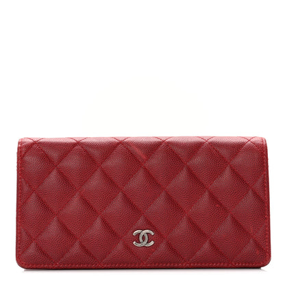 Chanel Caviar Quilted Yen Wallet Red 1 of 13