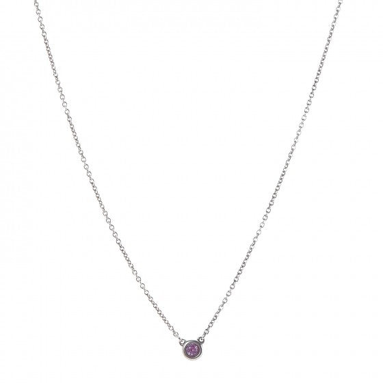 Tiffany Sterling Silver Pink Sapphire Color By The Yard Necklace 1 of 7