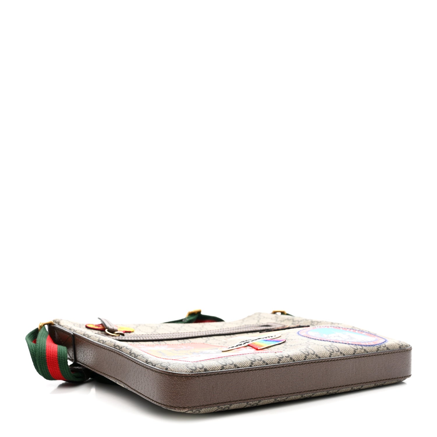 Gucci Soft GG Supreme Monogram Courrier Web Medium Flat Messenger Bag Beige New Acero Multicolor 4 of 11