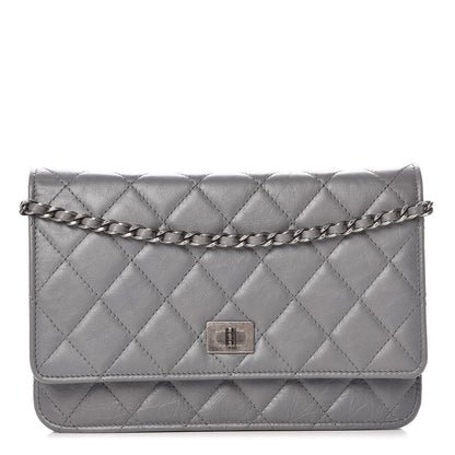 Chanel Aged Calfskin Quilted Reissue Wallet On Chain WOC Grey 1 of 14