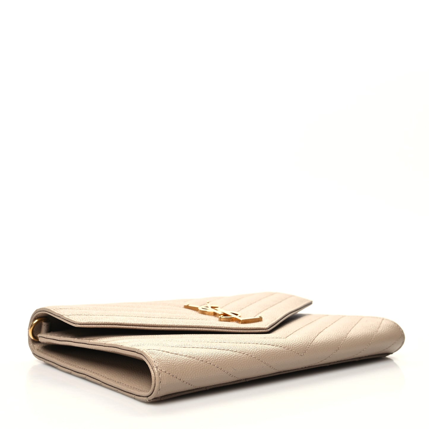 Grain De Poudre Matelasse Chevron Monogram Envelope Clutch Dark Beige