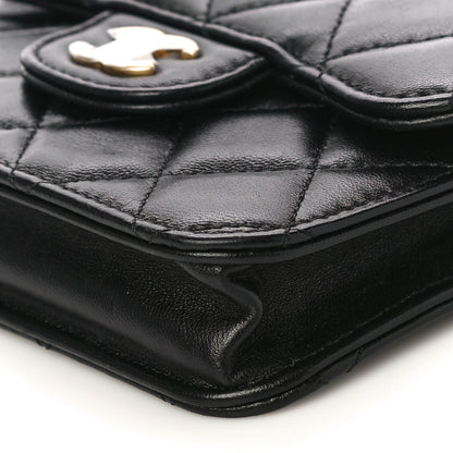 Chanel Lambskin Quilted Top Handle Flap Coin Purse With Chain Black 11 of 12