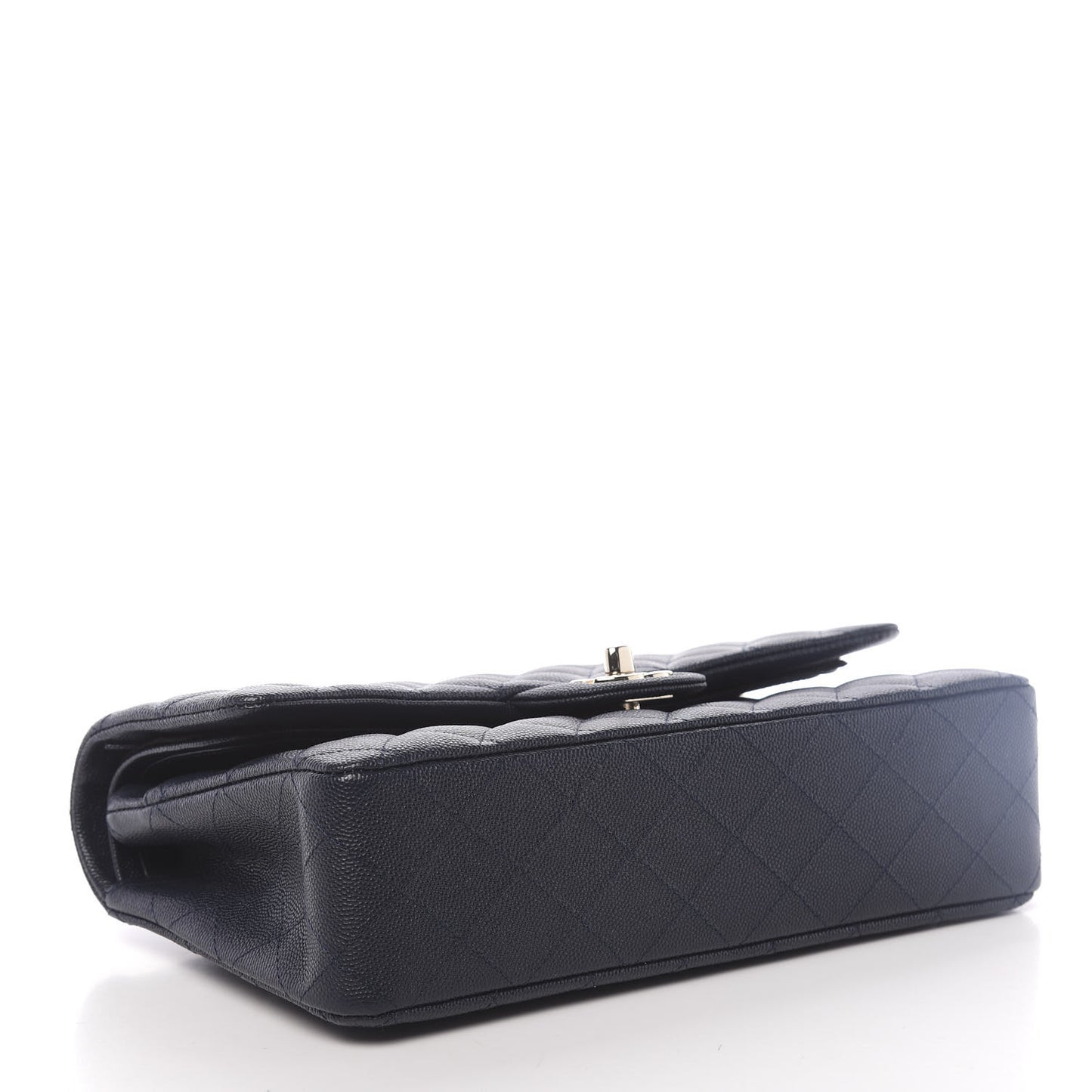 Caviar Quilted Medium Double Flap Navy