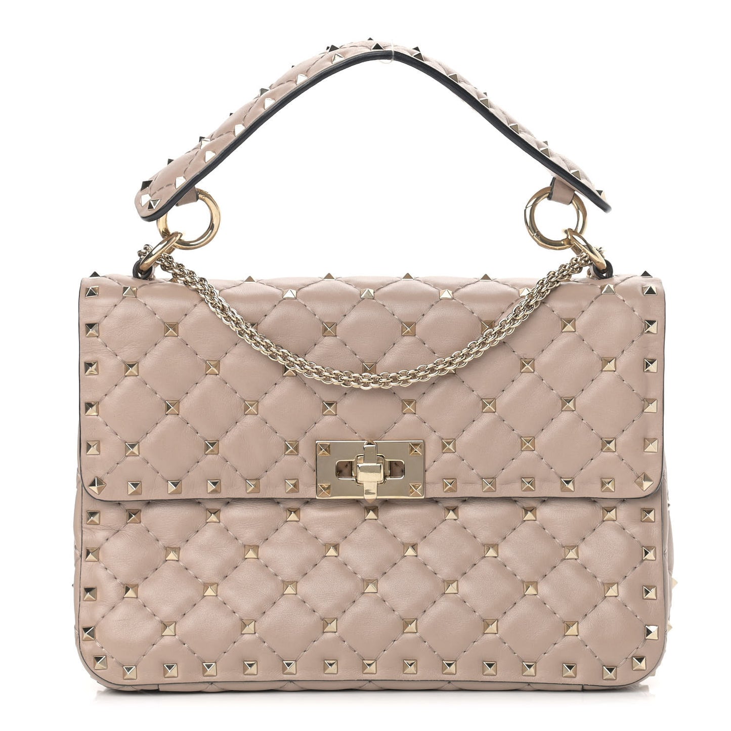 Lambskin Medium Rockstud Spike Shoulder Bag Poudre