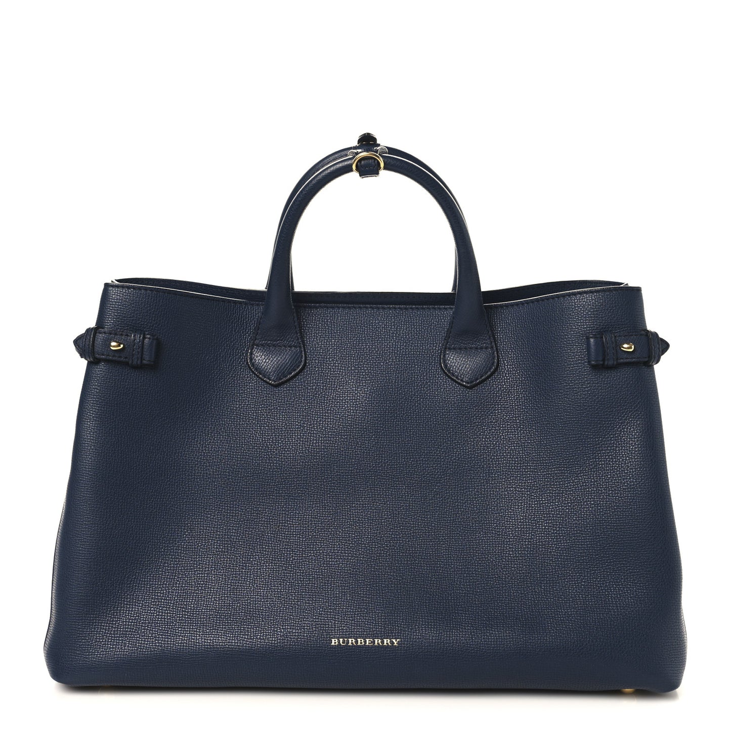Grainy Calfskin House Check Large Banner Tote Ink Blue