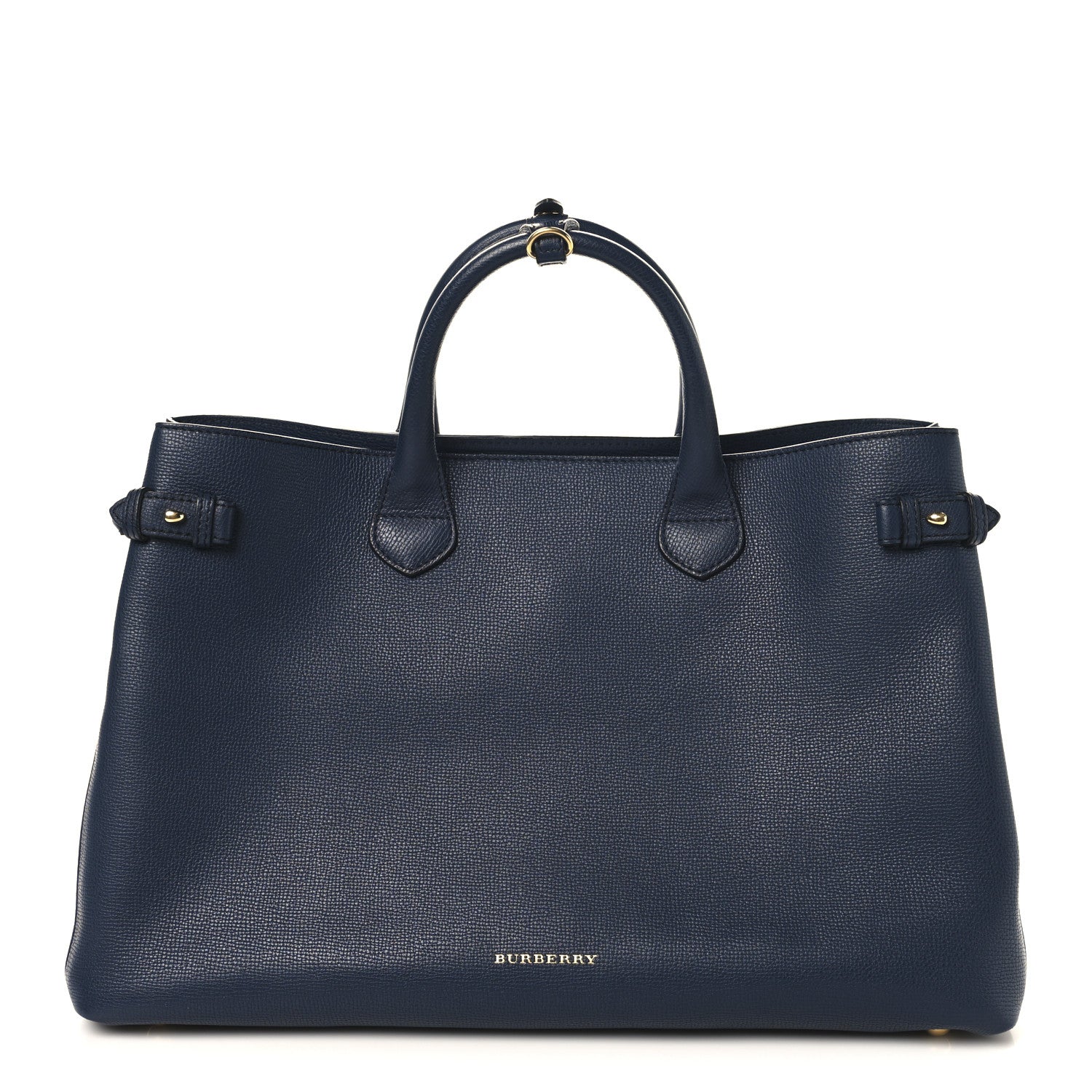 Burberry Grainy Calfskin House Check Large Banner Tote Ink Blue 1 of 10