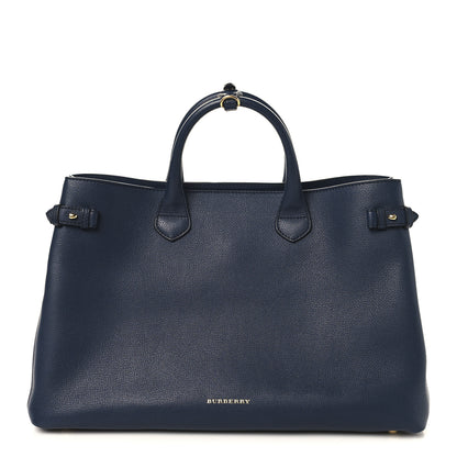 Burberry Grainy Calfskin House Check Large Banner Tote Ink Blue 1 of 10