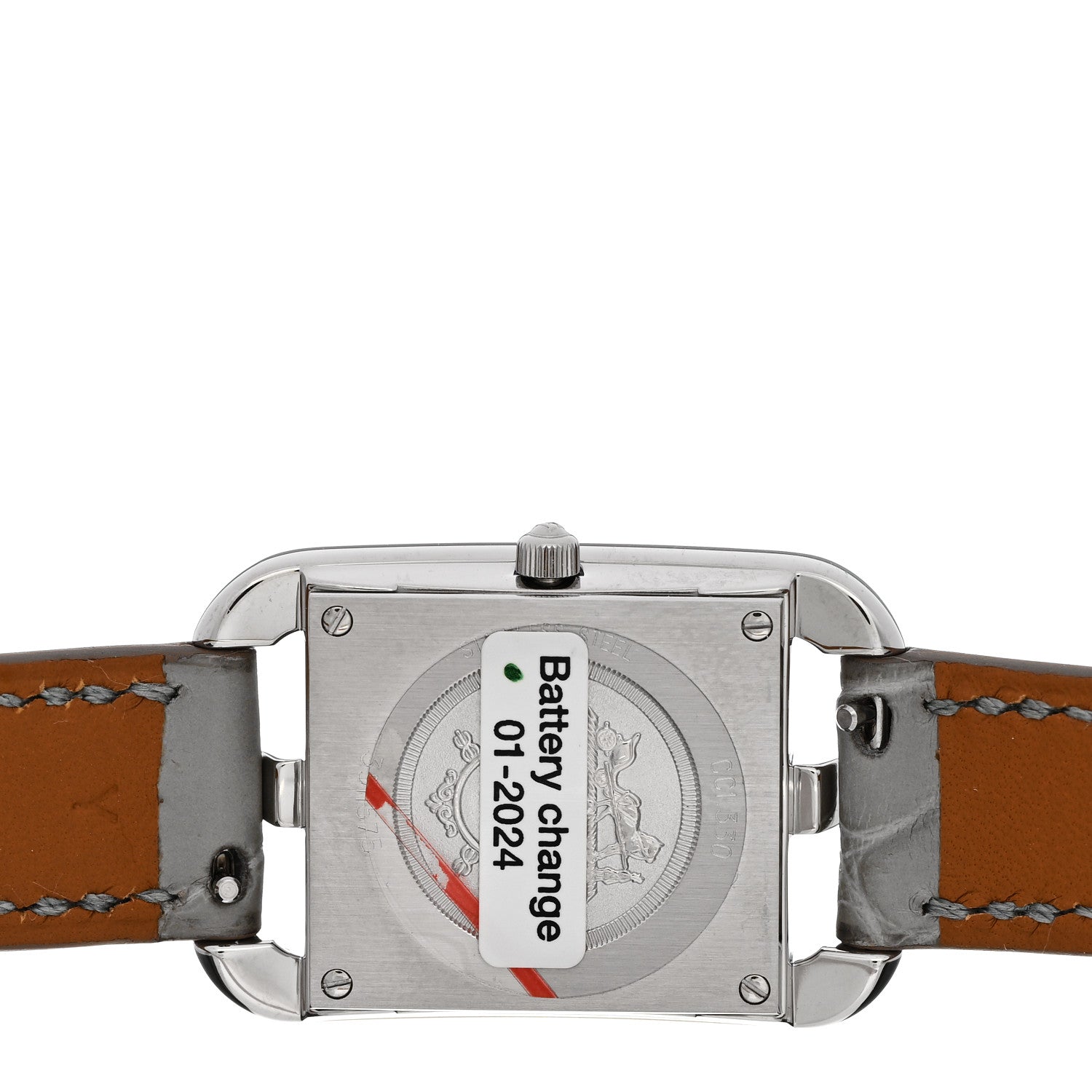 Hermes Stainless Steel Alligator Diamond Bezel 23mm Cape Cod Double Tour Chaine d'Ancre Joaillier Quartz Watch Gris Perle 4 of 5