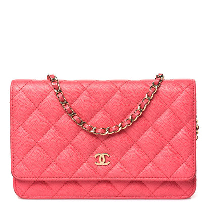 Chanel Caviar Quilted Wallet on Chain WOC Pink 1 of 14