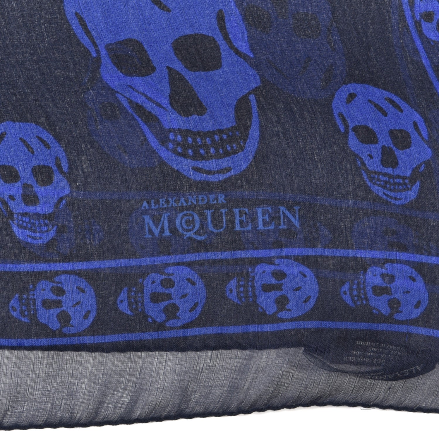 Alexander McQueen Silk Chiffon Skull Scarf Black Blue 2 of 3