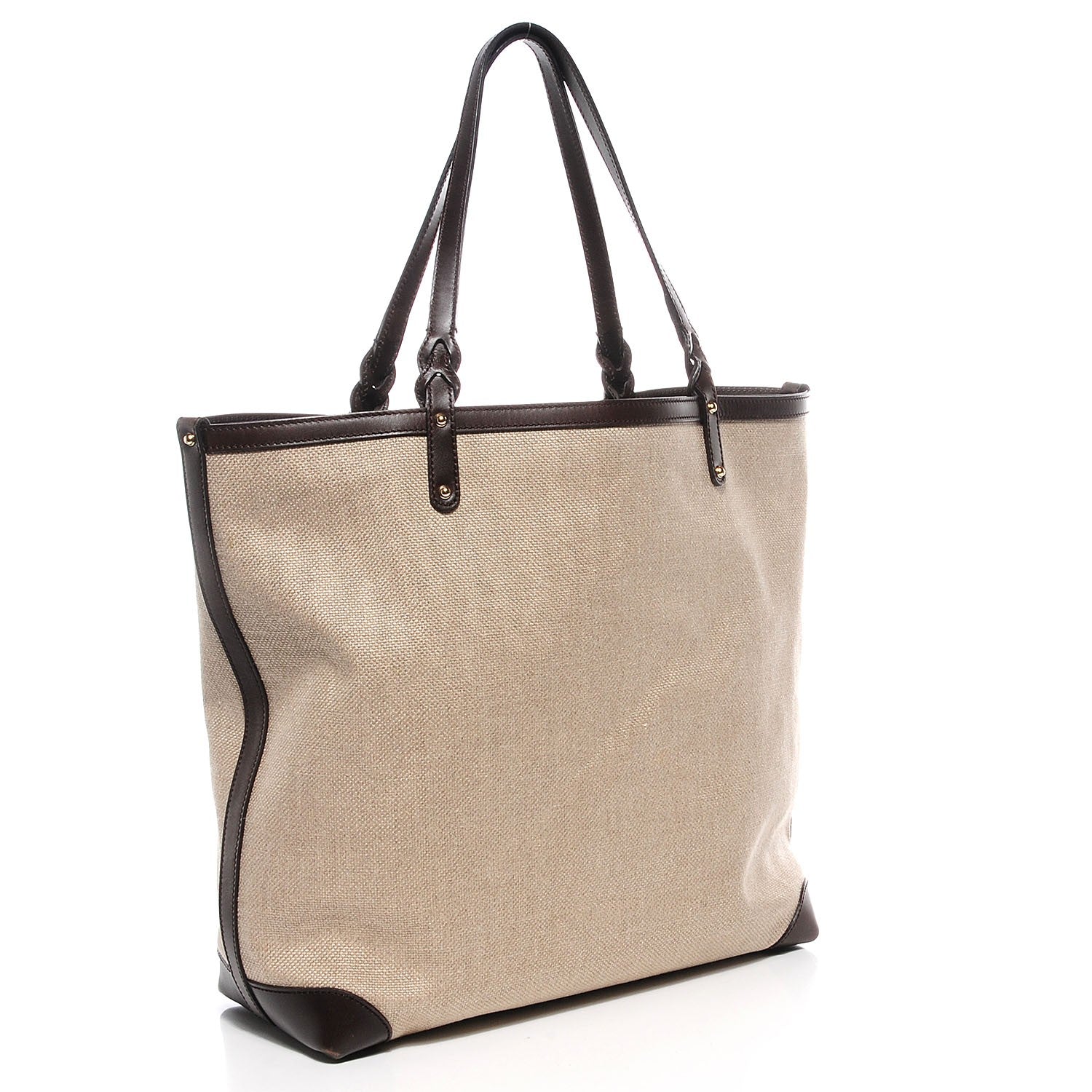Gucci Linen Large Craft Logo Tote Dark Brown 4 of 10