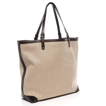 Gucci Linen Large Craft Logo Tote Dark Brown 4 of 10