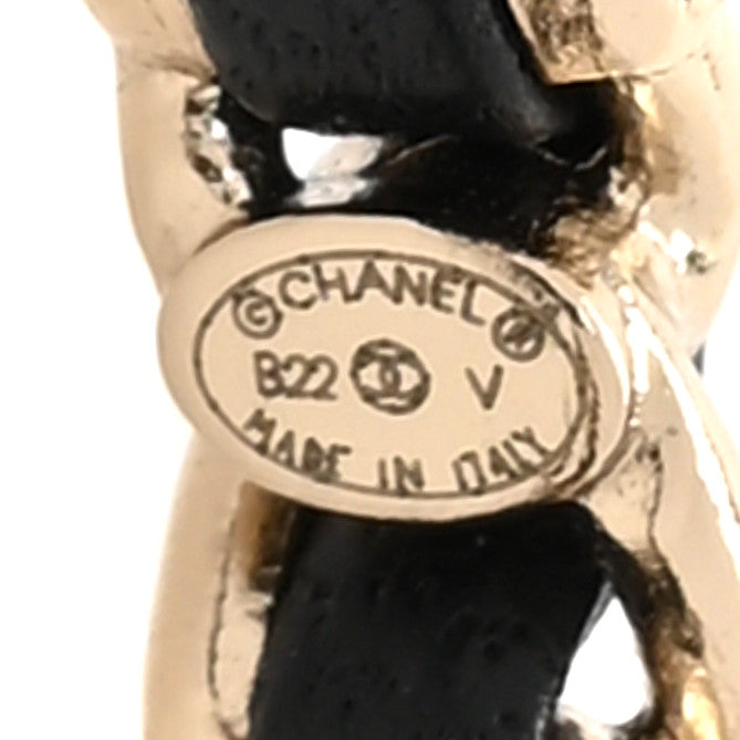 Lambskin CC Turnlock Chain Hoop Earrings Matte Gold Black