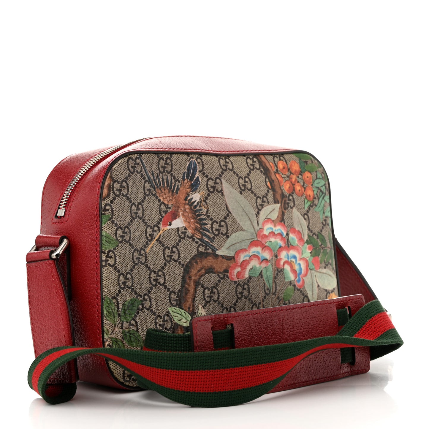 GG Supreme Monogram Tian Web Camera Bag Beige Multicolor Red