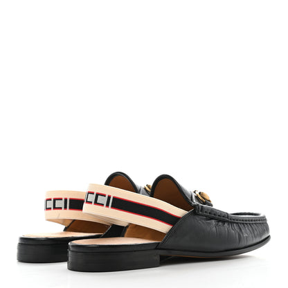 Gucci Goatskin Stripe Mens Horsebit Slingback Slippers 7 Black 4 of 10