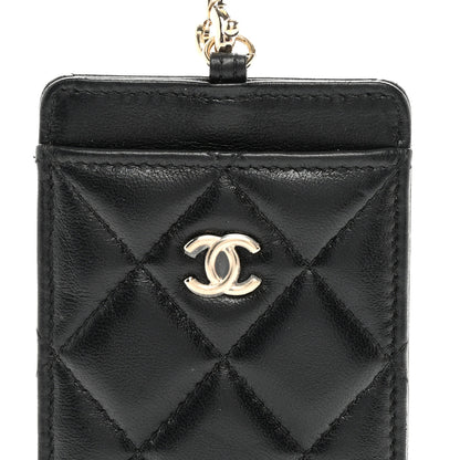 Chanel Lambskin Quilted Lanyard Card Holder On Chain Black 8 of 10
