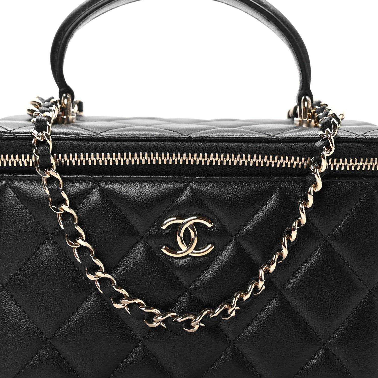 Chanel Lambskin Quilted Small Top Handle Vanity Case With Chain Black 9 of 11