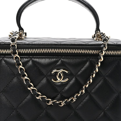 Chanel Lambskin Quilted Small Top Handle Vanity Case With Chain Black 9 of 11