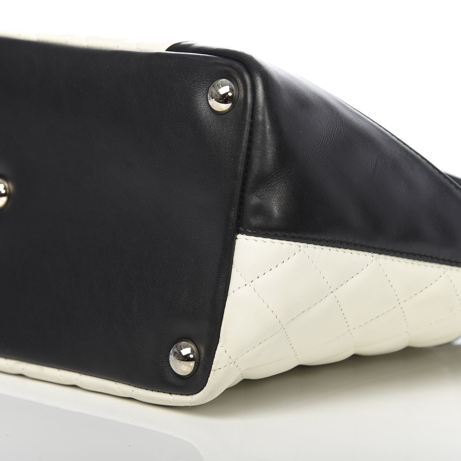 Chanel Calfskin Quilted Large Cambon Tote White Black 12 of 13