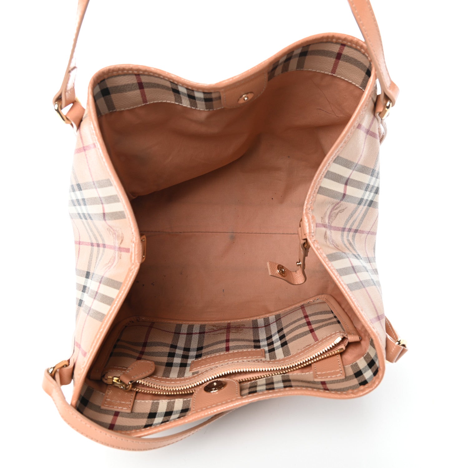 Burberry Haymarket Check Small Canterbury Tote Pale Coral Pink 5 of 12