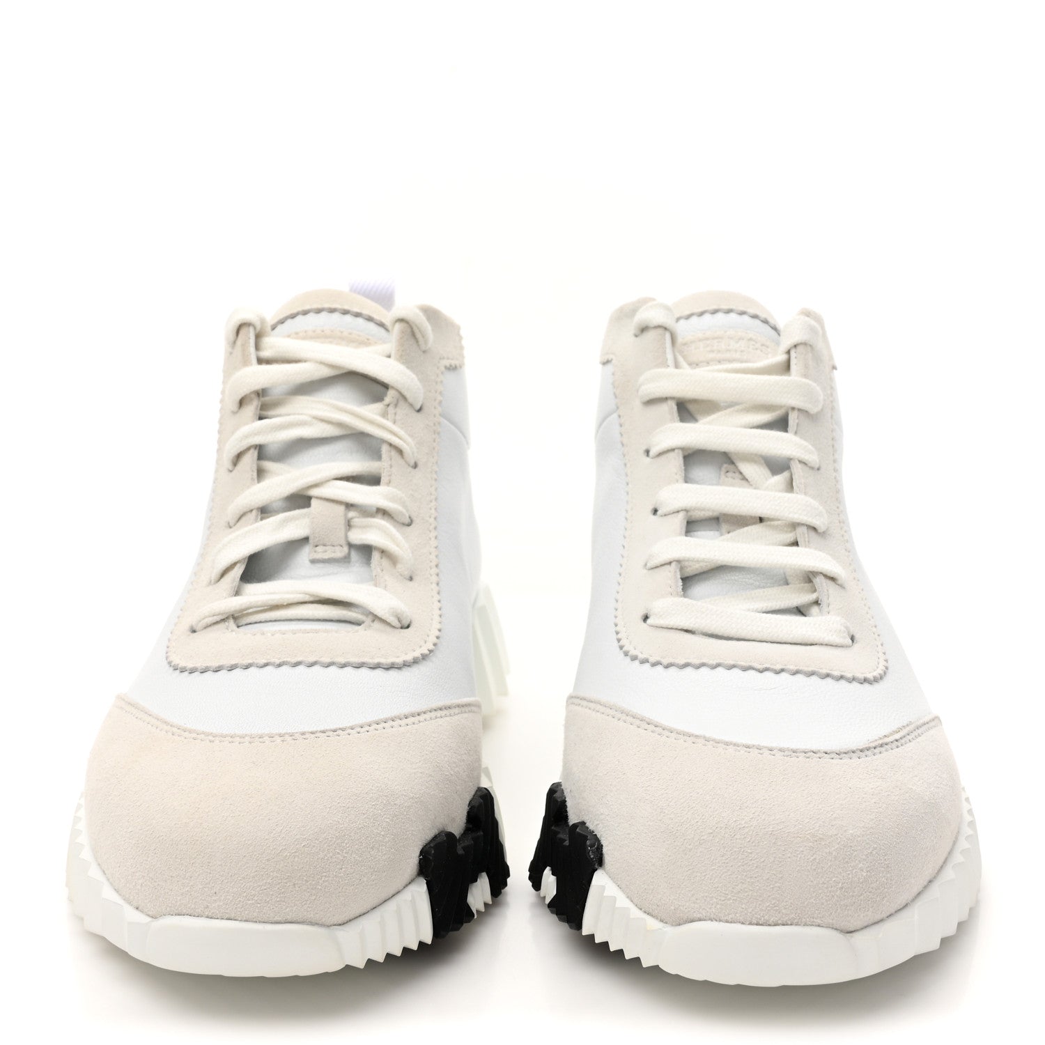 Hermes Goatskin Suede Hip-Hop High Top Sneakers 38 White 3 of 11