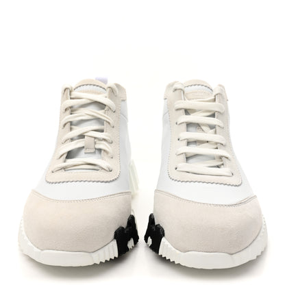 Hermes Goatskin Suede Hip-Hop High Top Sneakers 38 White 3 of 11