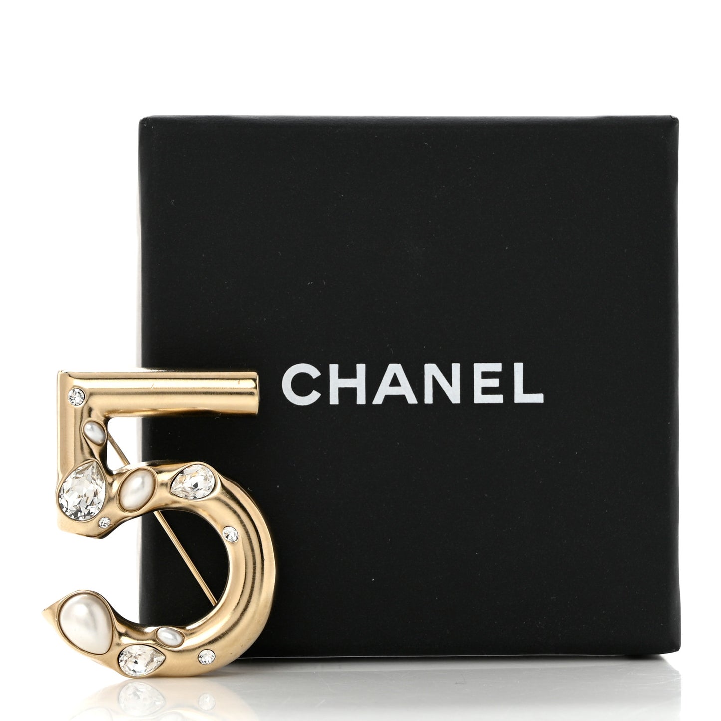 Pearl Crystal N°5 Brooch Gold