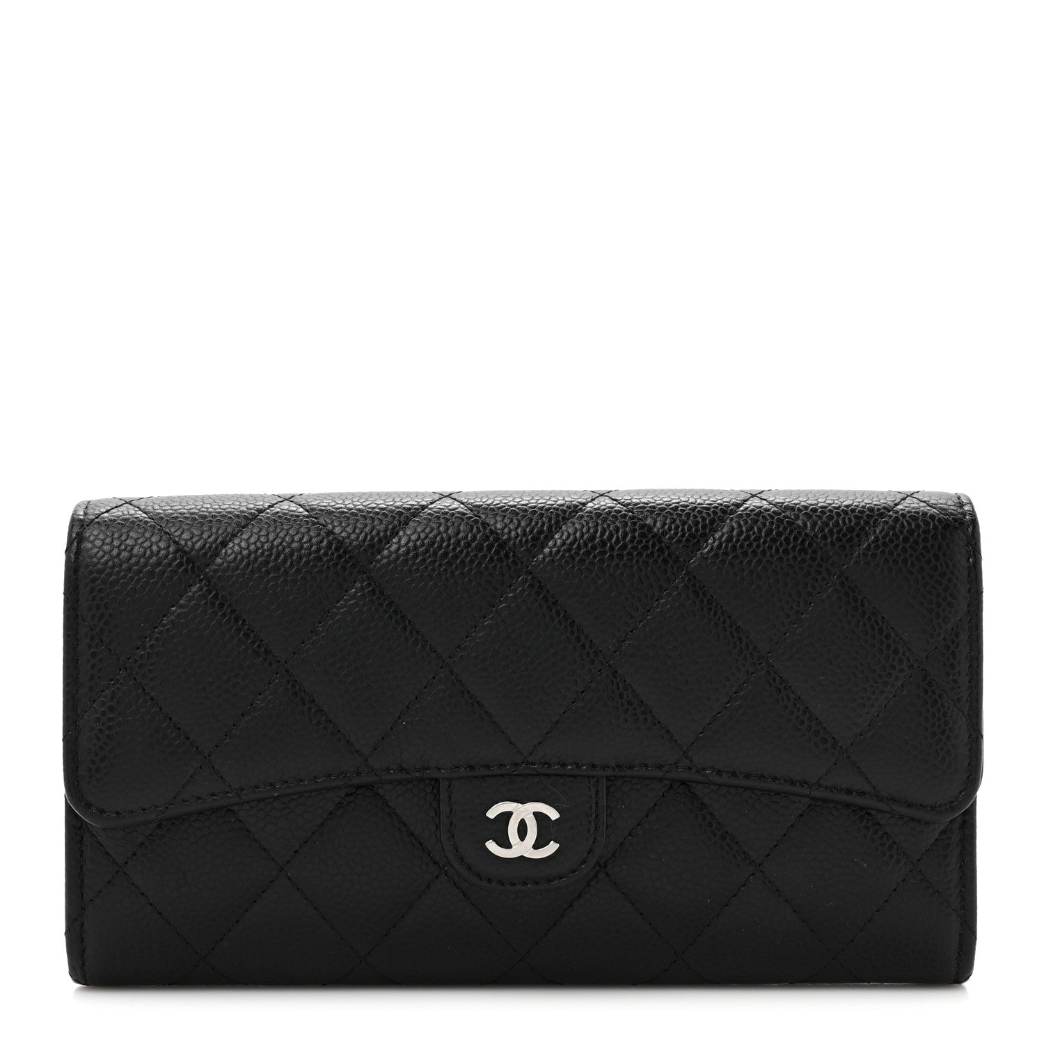 Chanel Caviar Quilted Large Gusset Flap Wallet Black 1 of 9