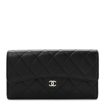 Chanel Caviar Quilted Large Gusset Flap Wallet Black 1 of 9