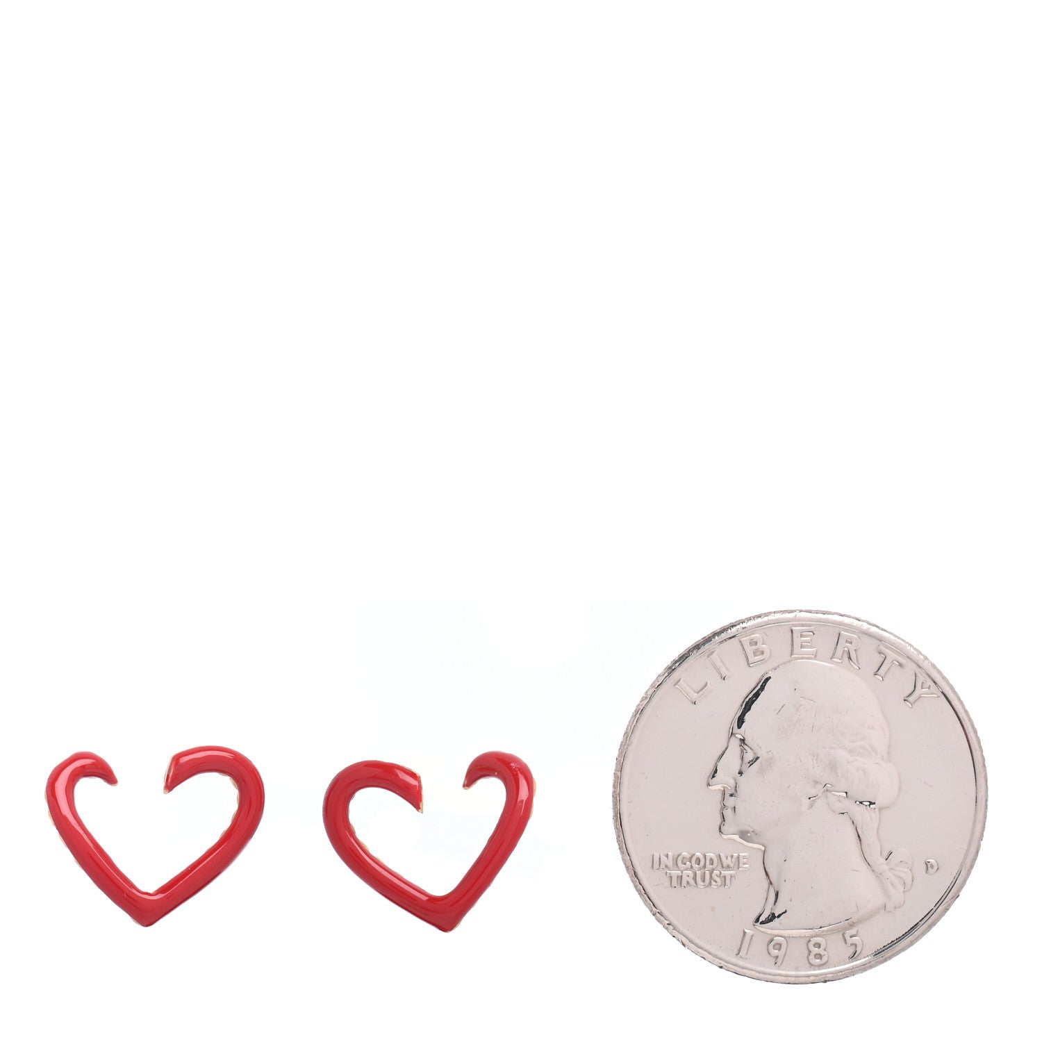 David Yurman 18K Yellow Gold Enamel Cable Heart Earrings Red 2 of 4