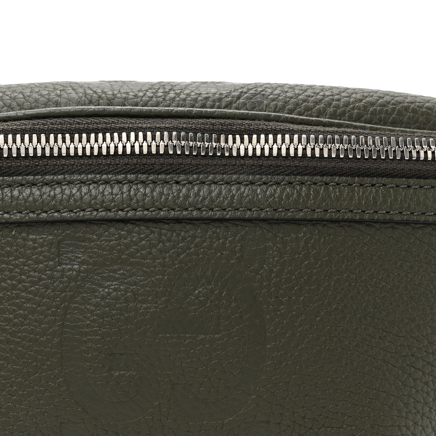 Piuma Calfskin Jumbo GG Embossed Small Belt Bag Dark Green