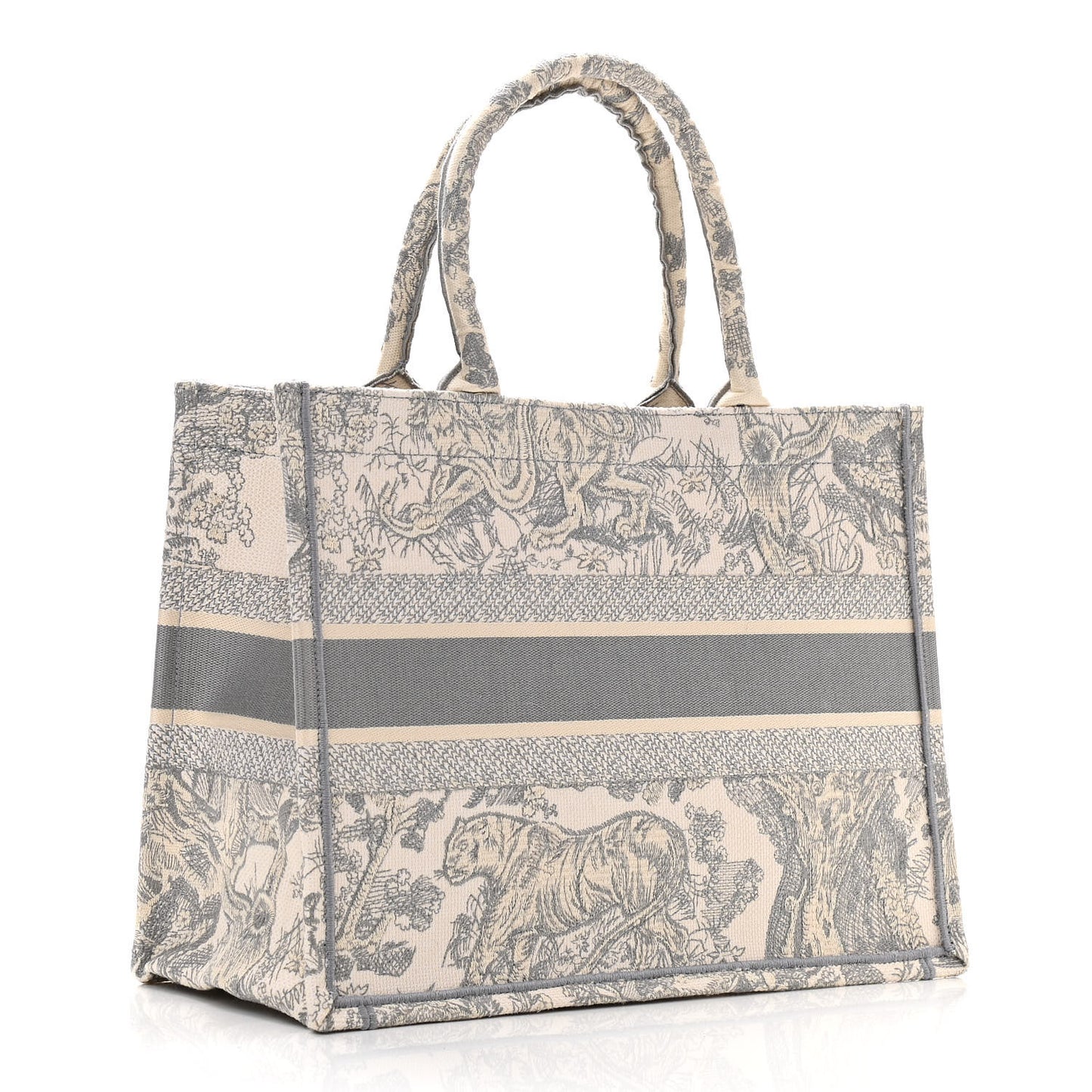 Canvas Embroidered Medium Dioriviera Toile De Jouy Book Tote Gray