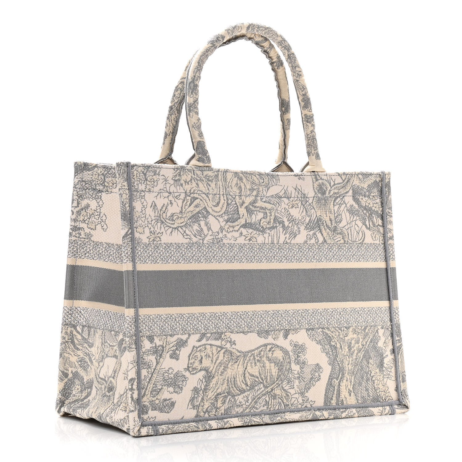 Christian Dior Canvas Embroidered Medium Dioriviera Toile De Jouy Book Tote Gray 3 of 10