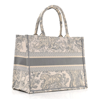 Christian Dior Canvas Embroidered Medium Dioriviera Toile De Jouy Book Tote Gray 3 of 10
